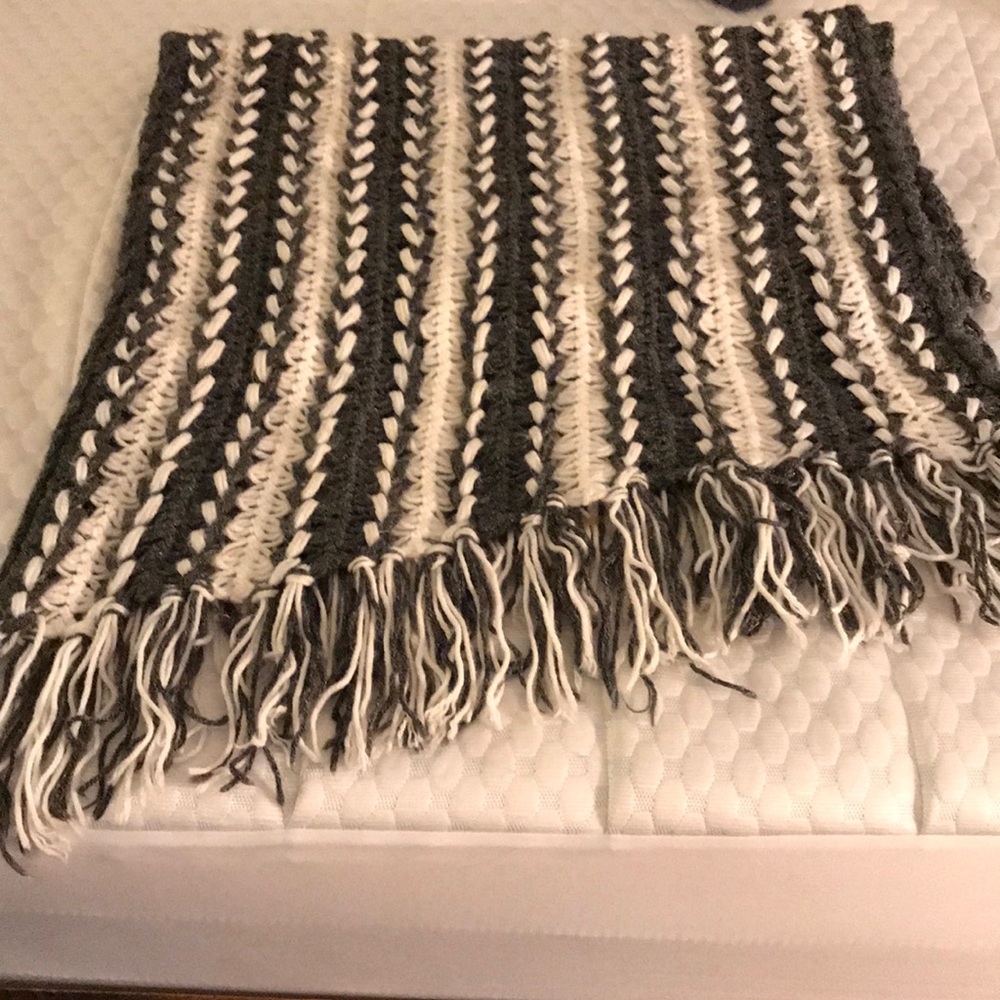 Homemade grey and white shawl